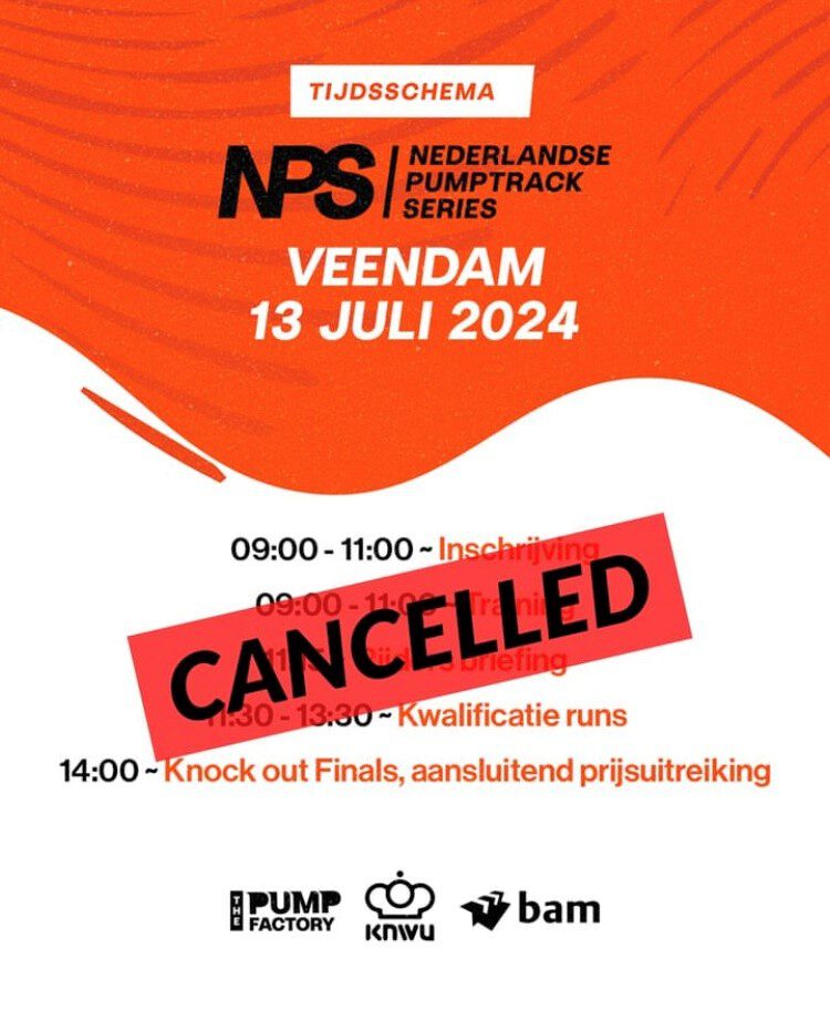 Nederlandse Pumptrack Series afgelast