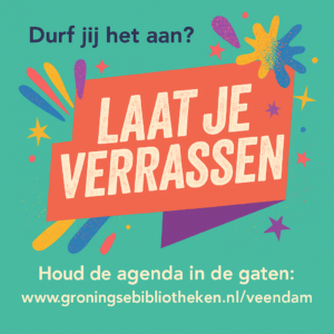 Poster met de tekst "Laat je verrassen"